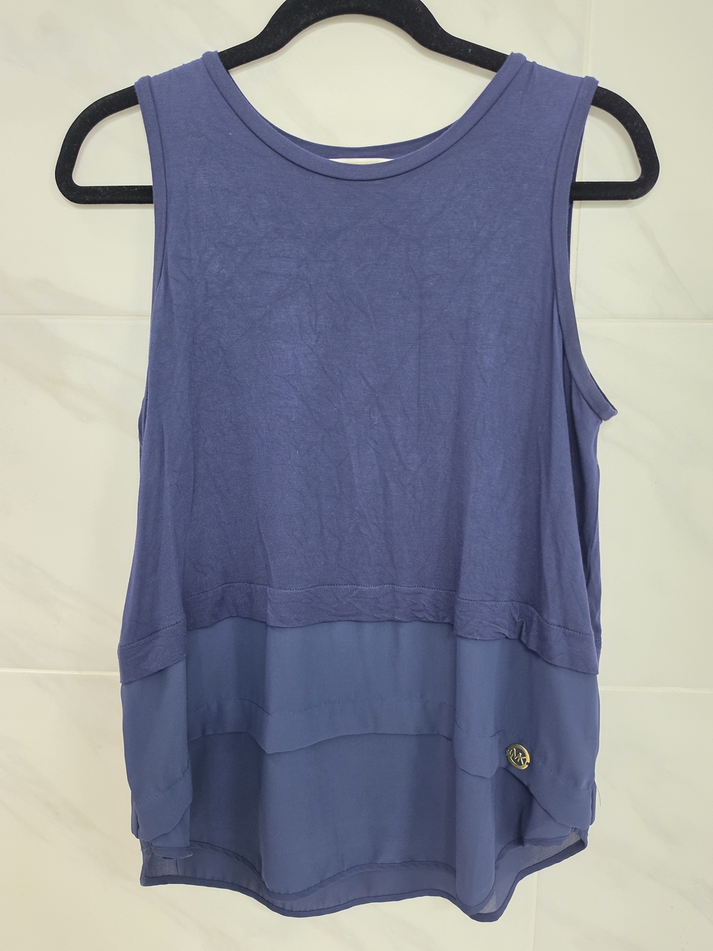Michael Kors Navy Blue Layered Sleeveless Tank